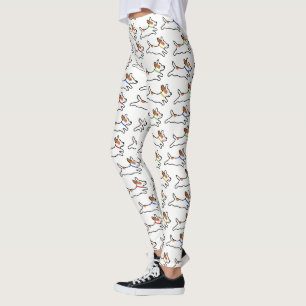 Jack Russell Terrier Cartoon Dogs Pattern Leggings