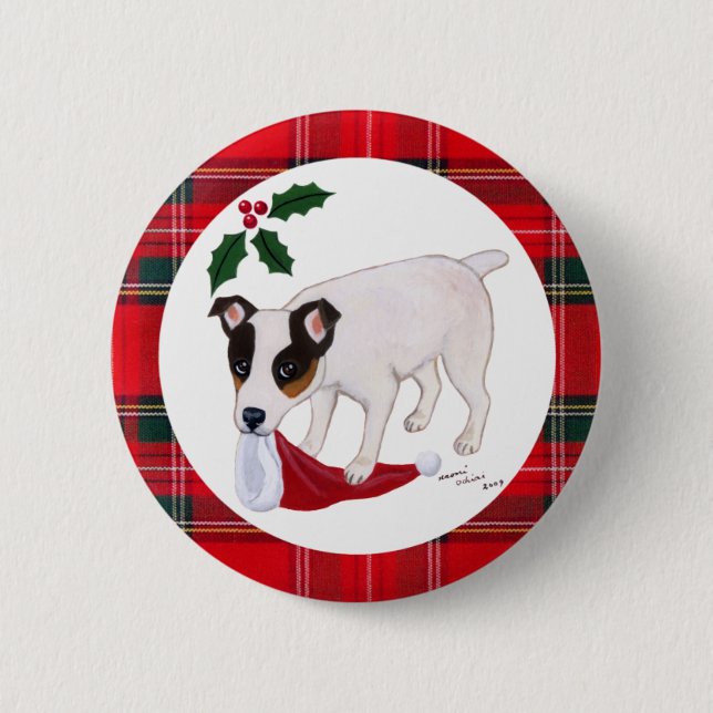 Jack Russell Terrier Christmas 6 Cm Round Badge (Front)