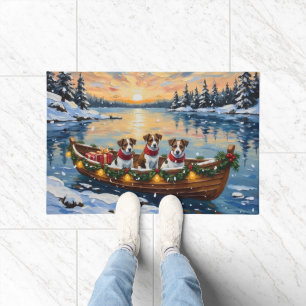 Jack Russell Terrier Christmas Boat Holiday Doormat