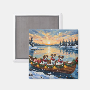 Jack Russell Terrier Christmas Boat Holiday Magnet