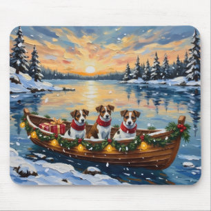 Jack Russell Terrier Christmas Boat Holiday Mouse Mat