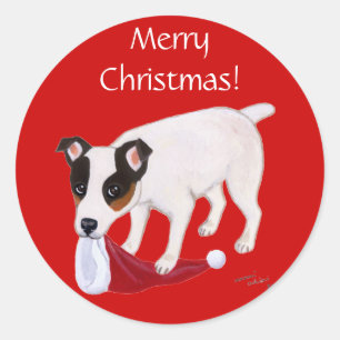 Jack Russell Terrier Christmas Classic Round Sticker