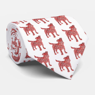 Jack Russell Terrier Christmas Dog Silhouette Whte Tie