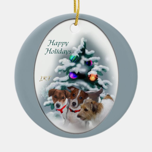 Jack Russell Terrier Christmas Gifts Ornament (Front)