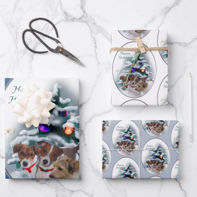 Jack Russell Terrier Christmas Gifts Wrapping Paper Sheet (Front)