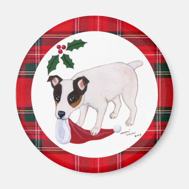 Jack Russell Terrier Christmas Magnet (Front)