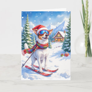 Jack Russell Terrier Christmas Ski Resort Holiday Card