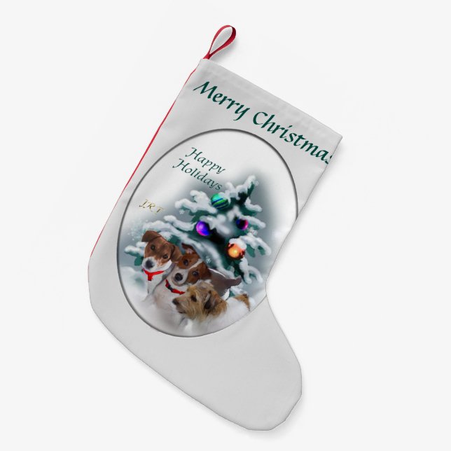 Jack Russell Terrier Christmas Small Christmas Stocking (Front (Hanging))
