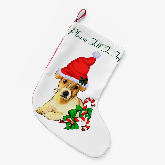 Jack Russell Terrier Christmas Small Christmas Stocking (Front (Hanging))