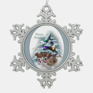 Jack Russell Terrier Christmas Snowflake Pewter Christmas Ornament