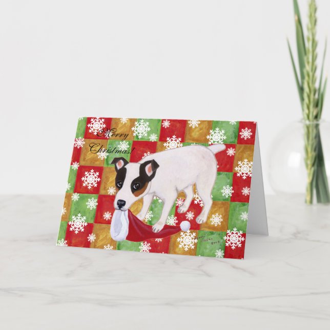 Jack Russell Terrier Christmas Snowflakes Card (Front)