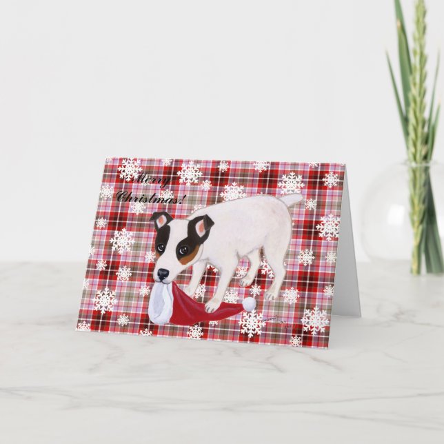 Jack Russell Terrier Christmas Snowflakes Card (Front)