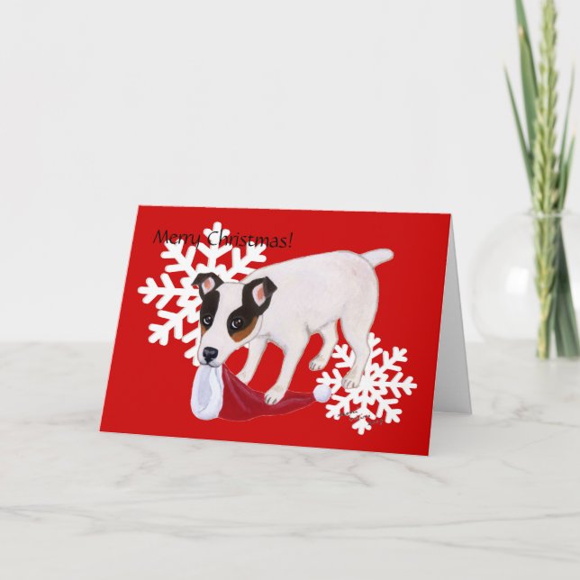 Jack Russell Terrier Christmas Snowflakes Card (Front)