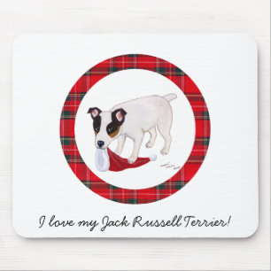 Jack Russell Terrier Christmas Tartan Mouse Mat