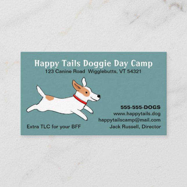 Jack Russell Terrier - Cute Dog Cartoon - Pet Care Business Card (Front)