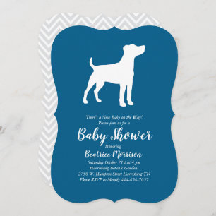 Jack Russell Terrier Dog Baby Shower Blue Boy Invitation