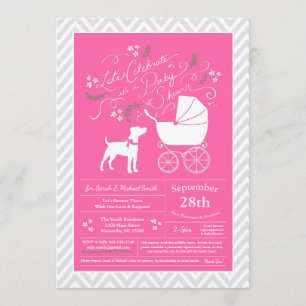 Jack Russell Terrier Dog Baby Shower Pink Girl Invitation