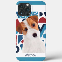 Jack Russell Terrier Dog Blue and Red Geometric 