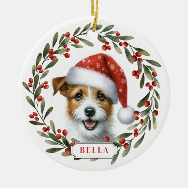 Jack Russell Terrier Dog Ceramic Circle Ornament (Front)