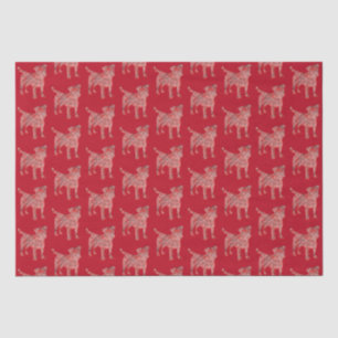Jack Russell Terrier Dog Christmas Silhouette Red Tissue Paper