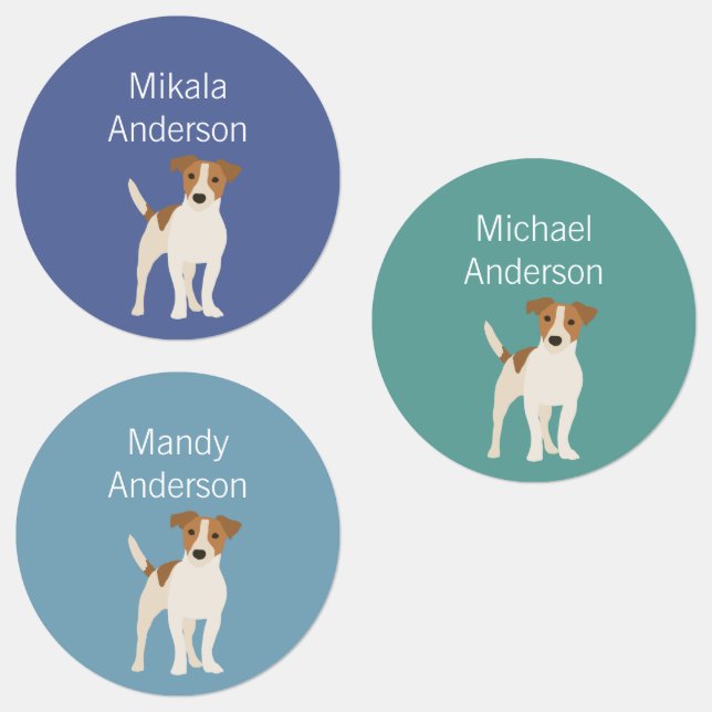 Jack Russell Terrier dog colours waterproof label (Group)