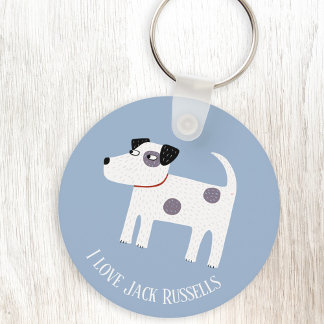 Jack Russell Terrier Dog Custom Text Key Ring