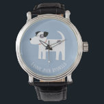 Jack Russell Terrier Dog Custom Text Watch<br><div class="desc">An adorable Jack Russell or Parson Terrier dog on a blue background.
Perfect for your favourite dog mum or dog dad.
Change or remove the text to customise.</div>