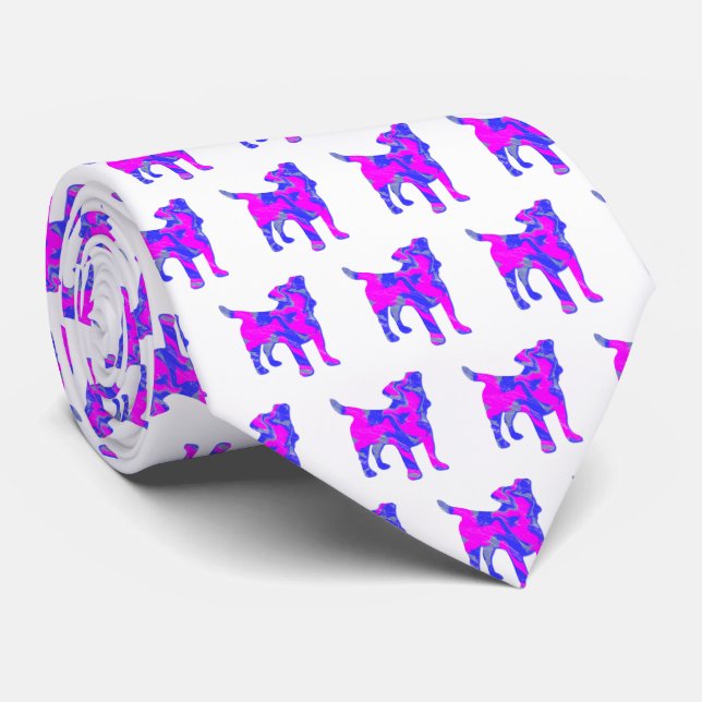 Jack Russell Terrier Dog Cute PinkSilhouette White Tie (Rolled)