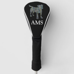 Jack Russell Terrier Dog Cute Silhouette Y&B Grid Golf Head Cover