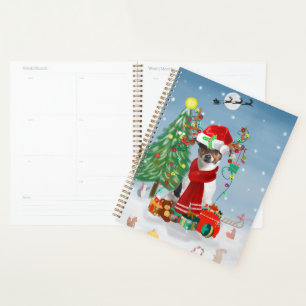 Jack Russell Terrier Dog in Snow Christmas Gifts   Planner