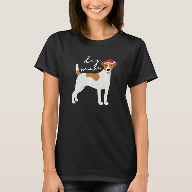Jack Russell Terrier Dog Mom Christmas T-Shirt (Front)