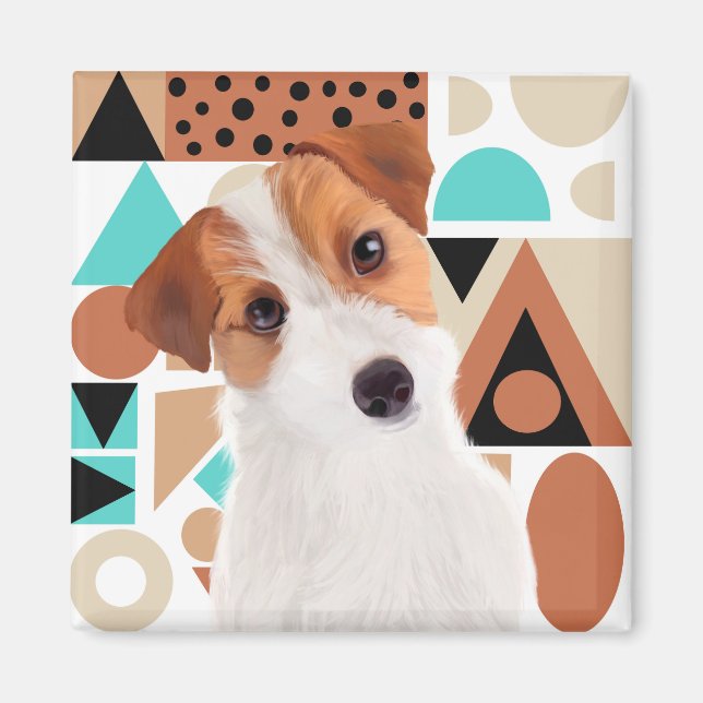 Jack Russell Terrier Dog Orange Geometric  Magnet (Front)
