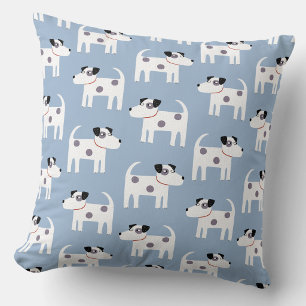 Jack Russell Terrier Dog Pattern Blue Cushion
