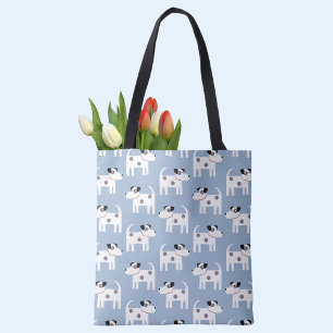 Jack Russell Terrier Dog Pattern Blue Tote Bag