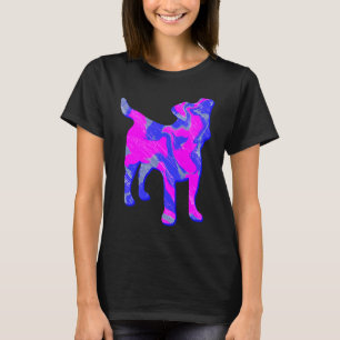 Jack Russell Terrier Dog Pink and Blue Silhouette T-Shirt