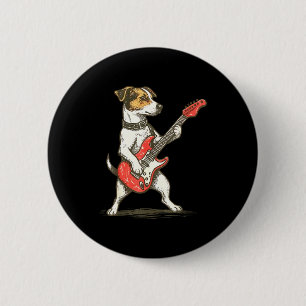 Jack Russell Terrier Dog Playing Guitar Rocker Gui 6 Cm Round Badge