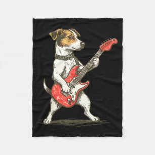 Jack Russell Terrier Dog Playing Guitar Rocker Gui Fleece Blanket