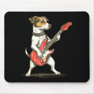 Jack Russell Terrier Dog Playing Guitar Rocker Gui Mouse Mat