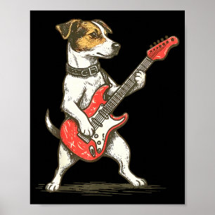 Jack Russell Terrier Dog Playing Guitar Rocker Gui Poster