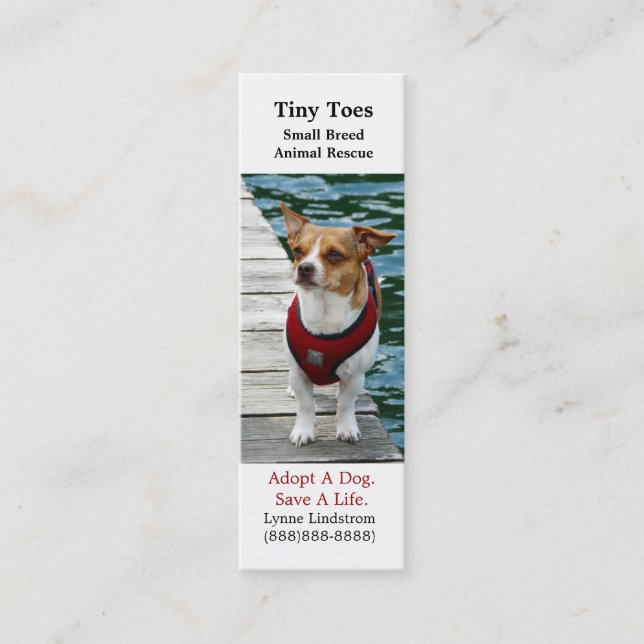 Jack Russell Terrier Dog Rescue Bookmark Biz Card (Front)
