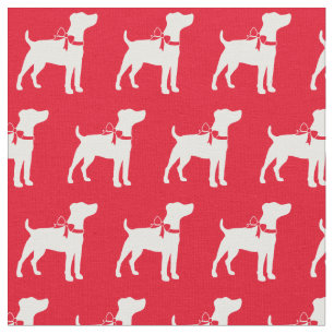 Jack Russell Terrier Dog Silhouette Pet Red Fabric