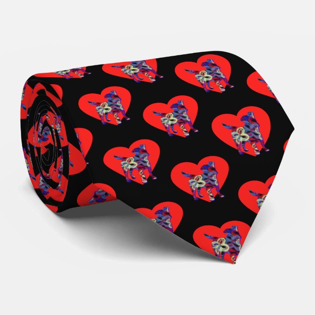 Jack Russell Terrier Dog Valentines Day Heart Tie (Rolled)