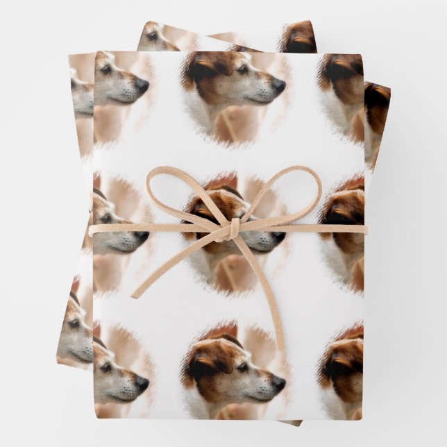 JACK RUSSELL TERRIER DOG WRAPPING PAPER SHEET (In situ)