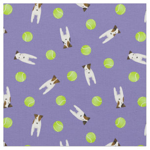 Jack Russell Terrier dogs w tennis balls any colou Fabric