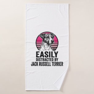 Jack Russell Terrier Easily Distracted Vintage Shi Bath Towel