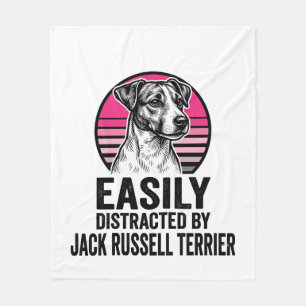 Jack Russell Terrier Easily Distracted Vintage Shi Fleece Blanket