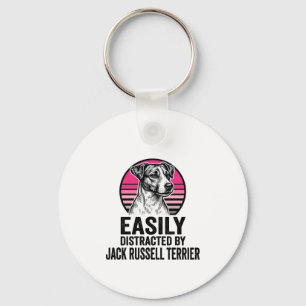 Jack Russell Terrier Easily Distracted Vintage Shi Key Ring