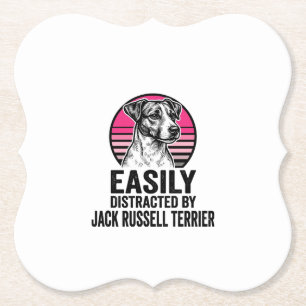 Jack Russell Terrier Easily Distracted Vintage Shi Paper Coaster