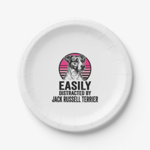 Jack Russell Terrier Easily Distracted Vintage Shi Paper Plate