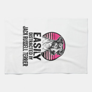 Jack Russell Terrier Easily Distracted Vintage Shi Tea Towel